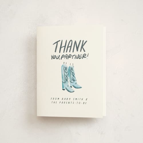 This is a blueberry baby shower thank you cards with standard by Marjie Fedak called oh howdy baby! printing on strathmore in standard