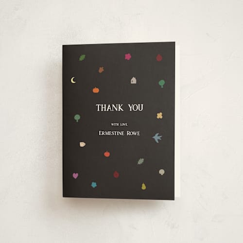 This is a cocoa baby shower thank you cards with standard by Studio Suku called fall baby printing on strathmore in standard