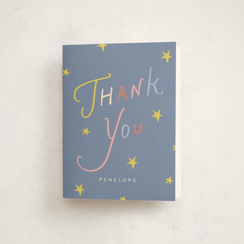 This is a sail baby shower thank you cards with standard by Pixel and Hank called on the way printing on strathmore in standard