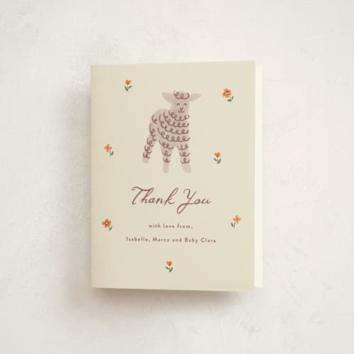 This is a butter baby shower thank you cards with standard by Angela Garrick called ba ba baby shower printing on strathmore in standard