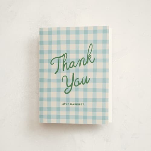 This is a bluebird baby shower thank you cards with standard by Kelly Watkins called a nesting party printing on strathmore in standard