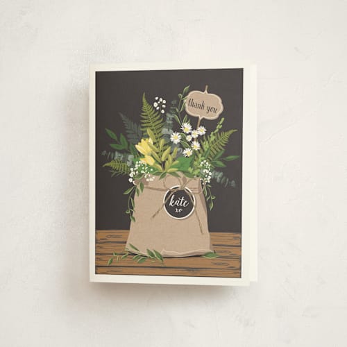 This is a lemon baby shower thank you cards with standard by Susan Moyal called go green shower printing on strathmore in standard