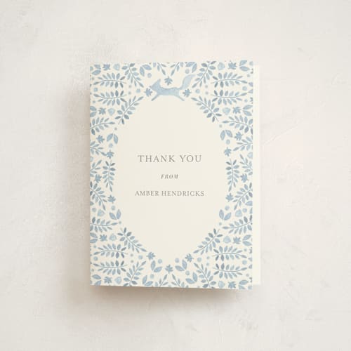 This is a denim baby shower thank you cards with standard by Hallie Fischer called foxy baby shower printing on strathmore in standard