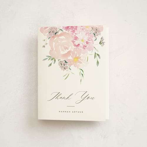 This is a blush baby shower thank you cards with standard by Leah Bisch called flora fest printing on strathmore in standard