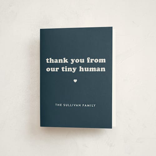 This is a whale baby shower thank you cards with standard by Corinne Malesic called tiny human printing on strathmore in standard