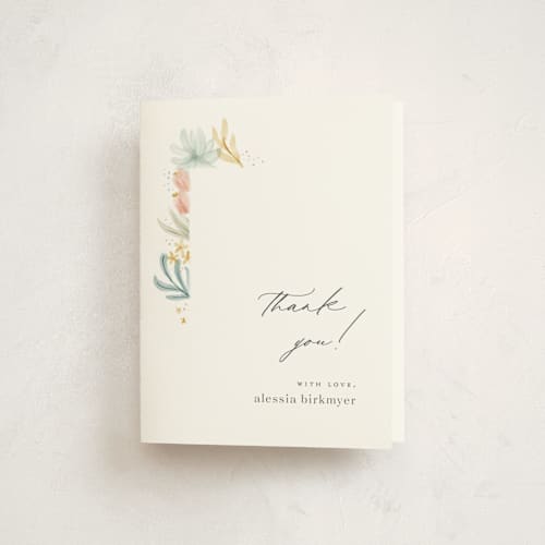 This is a rose baby shower thank you cards with standard by Ashley DeMeyere called blooming brunch printing on strathmore in standard