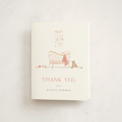 This is a cupcake baby shower thank you cards with standard by Rebecca Durflinger called little nursery printing on strathmore in standard