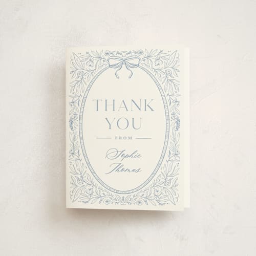 This is a sky baby shower thank you cards with standard by Kristen Smith called parisian garden printing on strathmore in standard