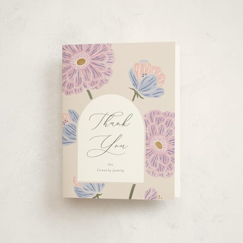 This is a petal baby shower thank you cards with standard by Brandy Folse called spring blooms printing on strathmore in standard