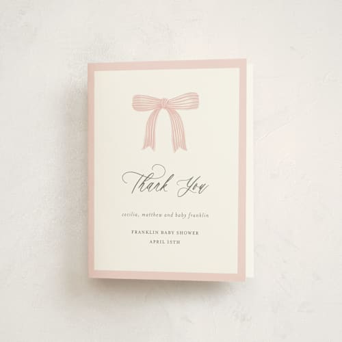 This is a blush baby shower thank you cards with standard by Paper Raven Co. called dainty garden printing on strathmore in standard