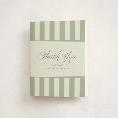 This is a shamrock baby shower thank you cards with standard by Stephanie Hawkes called on board printing on strathmore in standard