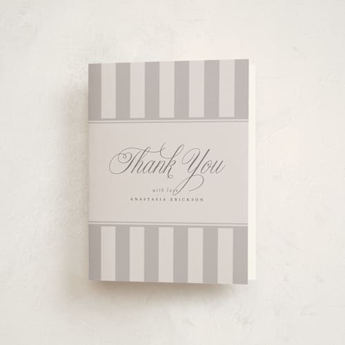 This is a lilac baby shower thank you cards with standard by Stephanie Hawkes called on board printing on strathmore in standard