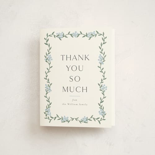 This is a sky baby shower thank you cards with standard by Christy Hy Lee called simple garland printing on strathmore in standard
