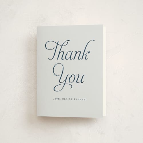 This is a powder baby shower thank you cards with standard by Carolyn MacLaren called modernne printing on strathmore in standard