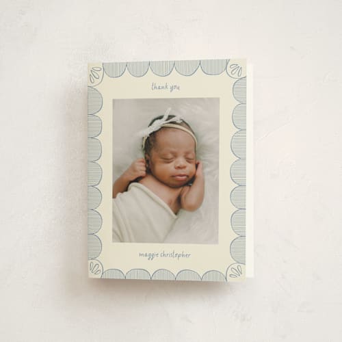 This is a sky baby shower thank you cards with standard by Kelly Watkins called florence printing on strathmore in standard