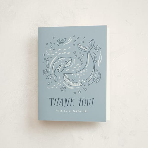 This is a ocean baby shower thank you cards with standard by Monika Torun called ocean love printing on strathmore in standard