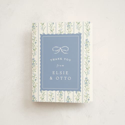 This is a cornflower baby shower thank you cards with standard by Erin L. Wilson called dorothy printing on strathmore in standard