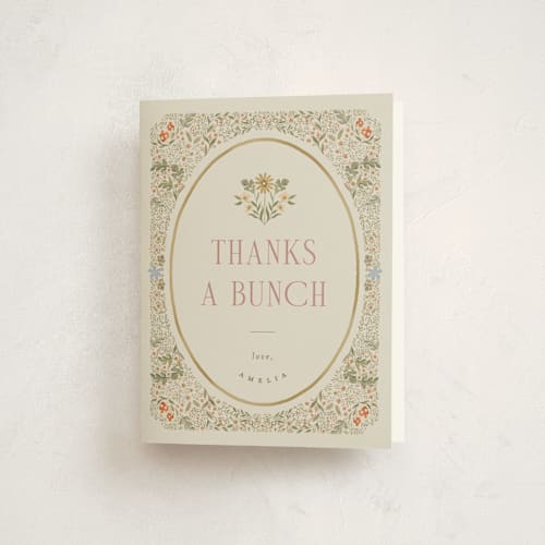 This is a moss baby shower thank you cards with standard by Joanna Griffin called vintage butterfly printing on strathmore in standard