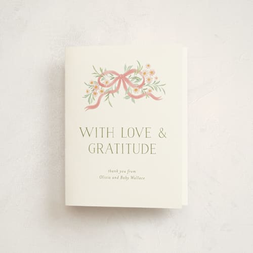 This is a blush baby shower thank you cards with standard by Paper Raven Co. called sweet child printing on strathmore in standard
