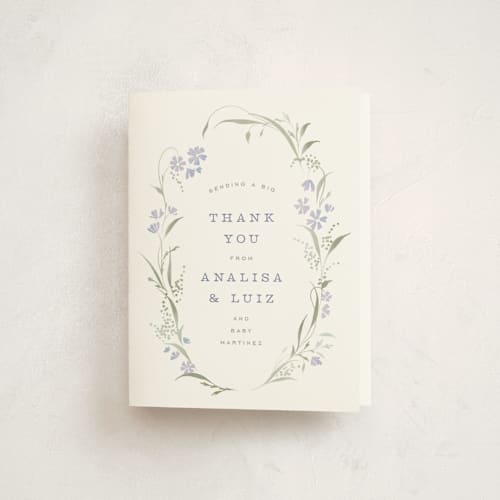 This is a lilac baby shower thank you cards with standard by Erin L. Wilson called lottie printing on strathmore in standard