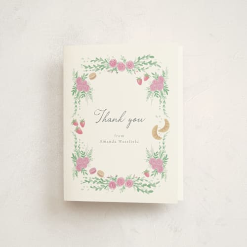 This is a melon baby shower thank you cards with standard by frau brandt called french style printing on strathmore in standard