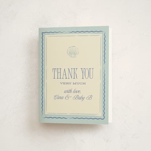 This is a ocean baby shower thank you cards with standard by Robert and Stella called beach babe printing on strathmore in standard