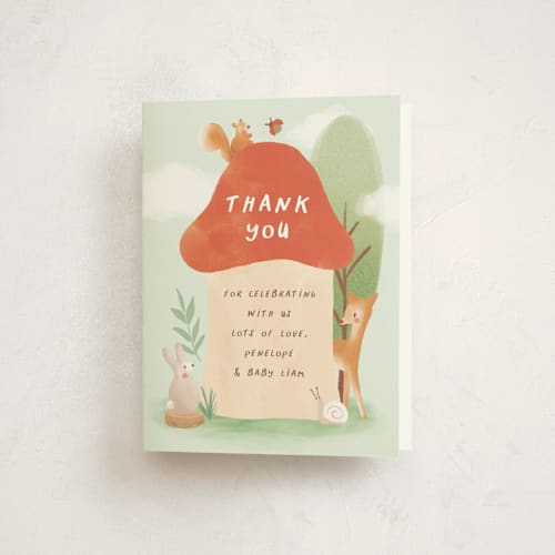 This is a mint baby shower thank you cards with standard by chocomocacino called tippaleipä printing on strathmore in standard