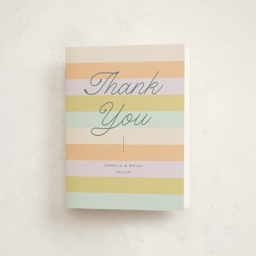 This is a wildflower baby shower thank you cards with standard by Pixel and Hank called striped printing on strathmore in standard