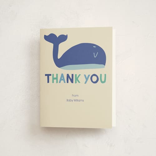 This is a sea baby shower thank you cards with standard by Harriet Richter called whale hello printing on strathmore in standard