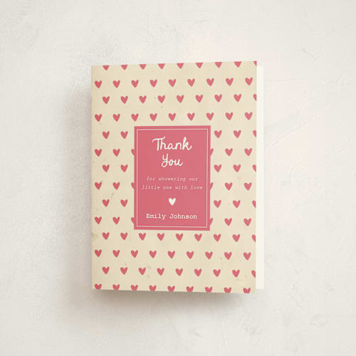 This is a peony baby shower thank you cards with standard by Ilene Guy called build a library printing on strathmore in standard