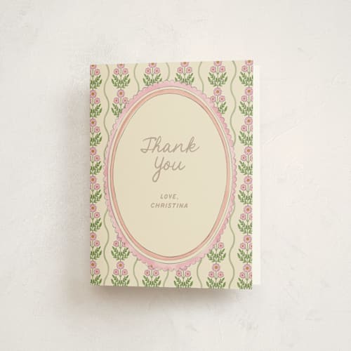 This is a poppy baby shower thank you cards with standard by Creo Study called botanical maximalism printing on strathmore in standard