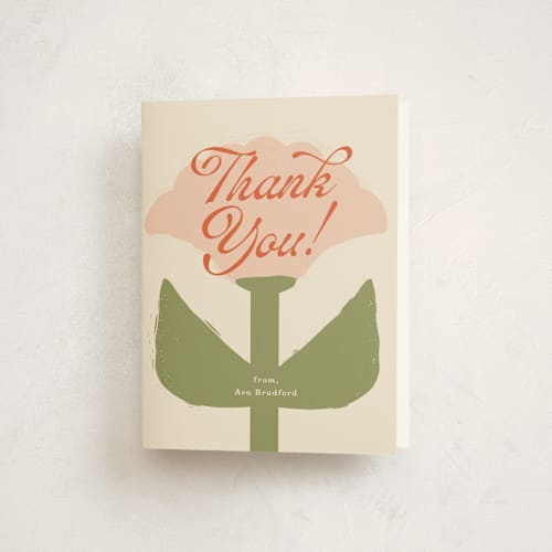 This is a peony baby shower thank you cards with standard by Lisa McLean called tulip printing on strathmore in standard