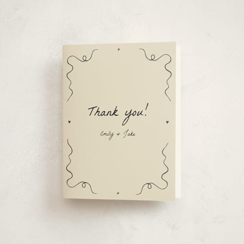 This is a ivory baby shower thank you cards with standard by Stephanie Heinrich Godbout called doodle sip and see printing on strathmore in standard