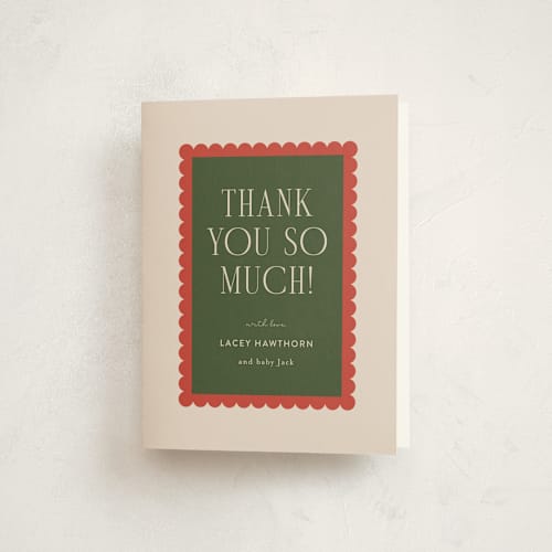 This is a taupe baby shower thank you cards with standard by Ashlee Townsend called prep room printing on strathmore in standard