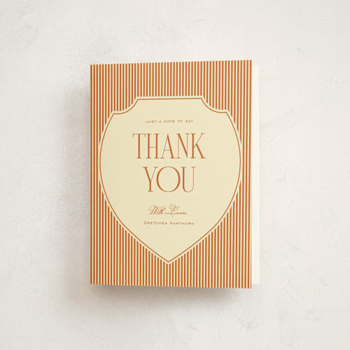 This is a citrus baby shower thank you cards with standard by Ashlee Townsend called the club crest printing on strathmore in standard