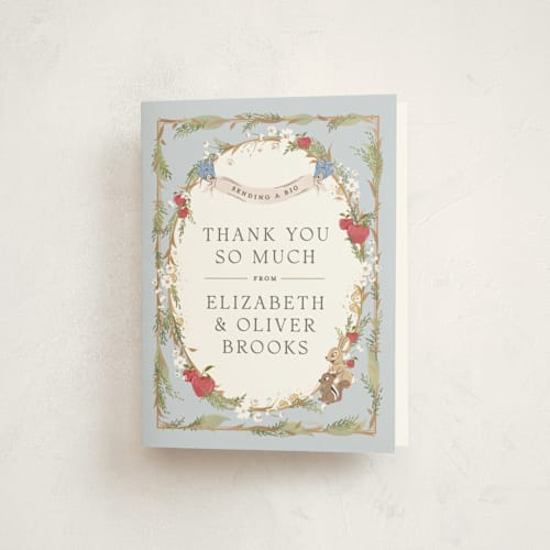 This is a blue skies baby shower thank you cards with standard by Erin L. Wilson called disney's snow white someday printing on strathmore in standard