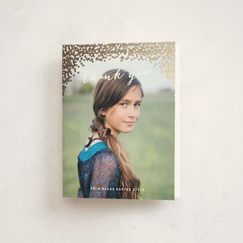 This is a kraft bar mitzvah bat mitzvah invitations with foil pressed by Annie Clark called gold rush printing on strathmore in standard