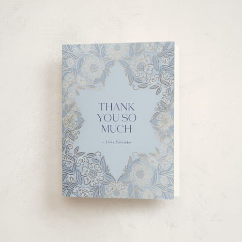 This is a sky bar mitzvah bat mitzvah invitations with foil pressed by Simona Camp called blooming mitzvah printing on strathmore in standard