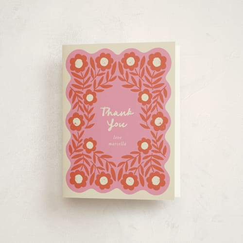 This is a strawberry kids thank you cards with standard by Kelly Watkins called stamped floral printing on strathmore in standard