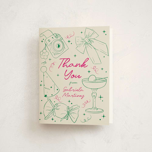 This is a grass kids thank you cards with standard by Celine Nguyen called hand-drawn birthday fun printing on strathmore in standard