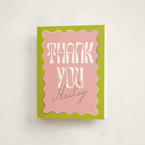 This is a key lime sweet sixteen birthday party invitations with foil pressed by Baumbirdy called wavy frame printing on strathmore in standard