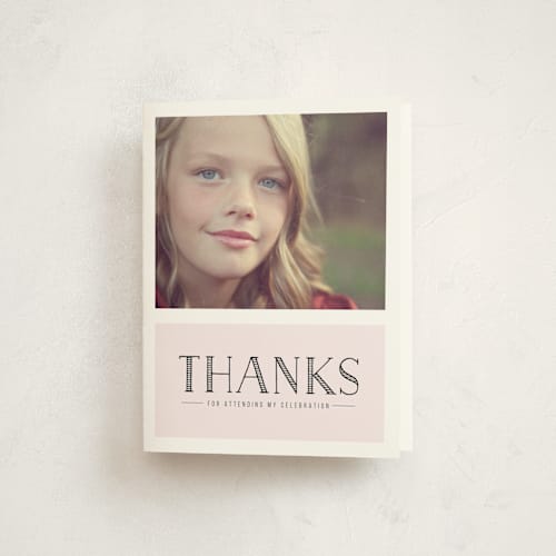 This is a blush kids thank you cards with standard by Christina Novak called beautifully sweet printing on strathmore in standard