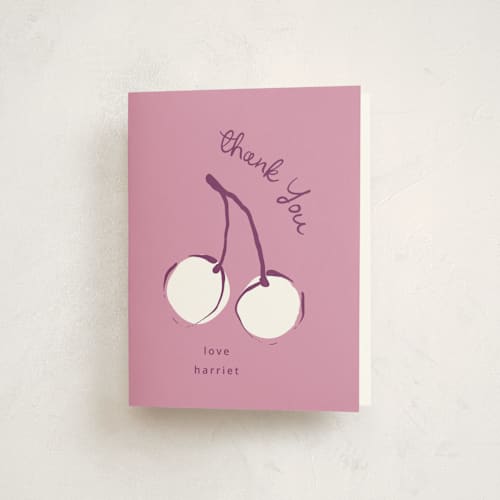 This is a petal kids thank you cards with standard by Kelly Watkins called cherries printing on strathmore in standard