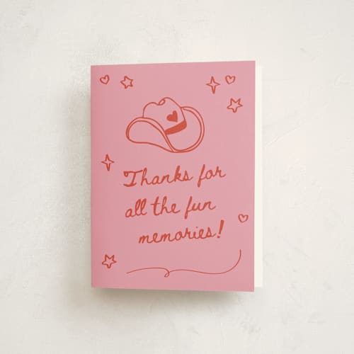This is a cherry kids thank you cards with standard by Jennifer Lew called cowboy club printing on strathmore in standard