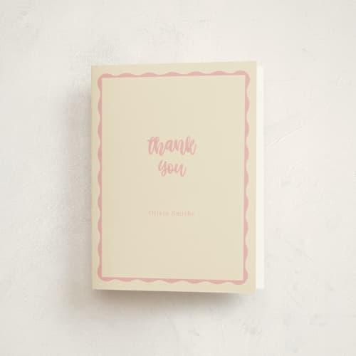 This is a cotton candy kids thank you cards with standard by Baumbirdy called lambeth cake printing on strathmore in standard