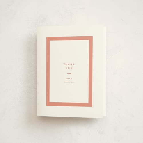 This is a coral kids thank you cards with standard by Blustery August called marfa printing on strathmore in standard