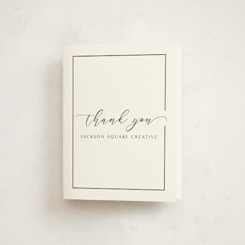 This is a cotton thank you cards with standard by Nicole Walsh called asymmetry printing on strathmore in standard