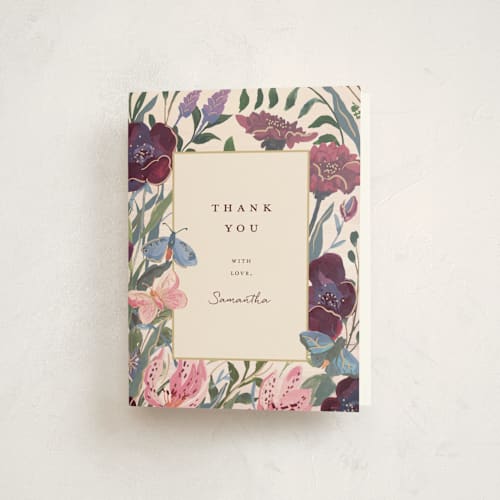 This is a sunshine thank you cards with standard by Teju Reval called magical garden printing on strathmore in standard