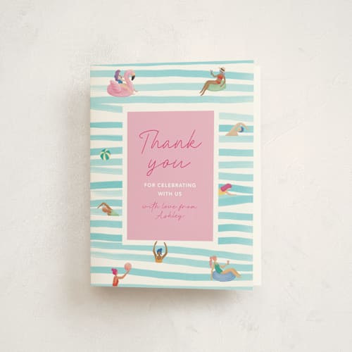 This is a pool thank you cards with standard by Elly called summer party printing on strathmore in standard