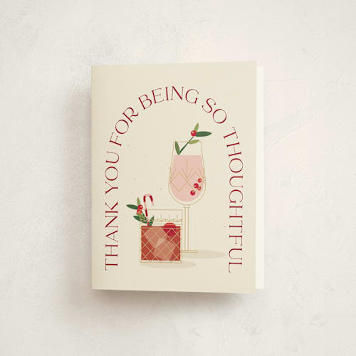 This is a manhattan thank you cards with standard by Susan Zinader called holiday spirits printing on strathmore in standard